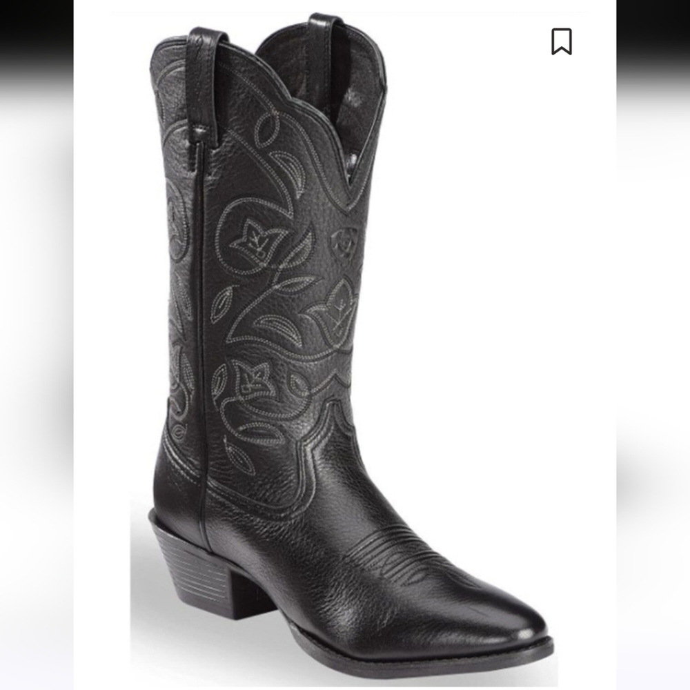 Ariat *Women's Heritage Western R Toe" Cowboy Boot Black 9.5 C Widecalf NWOB